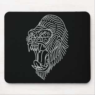 Tapis De Souris Tatouage à la tête de gorille traditionnelle améri