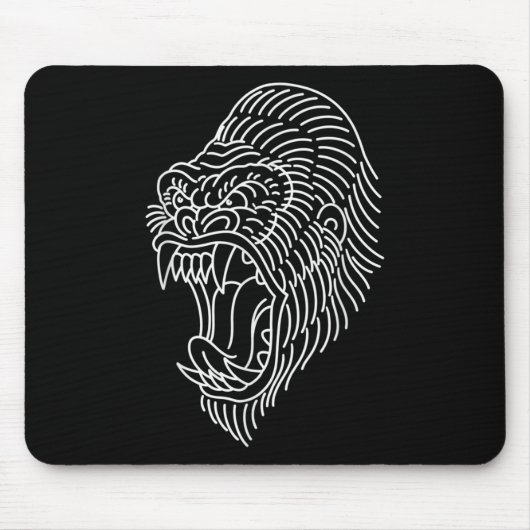 Tapis De Souris Tatouage à la tête de gorille traditionnelle améri (Devant)
