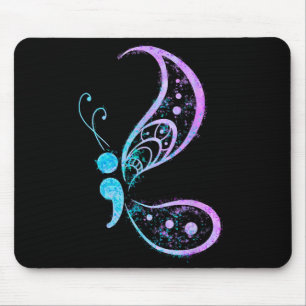 Tapis De Souris Tatouage papillon point-virgule vintage semi-colon