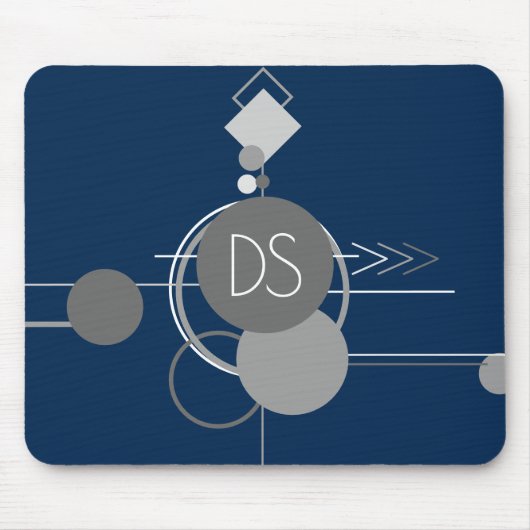 Tapis De Souris Tattoos Line Art | Abstrait Marine bleu gris perso (Devant)