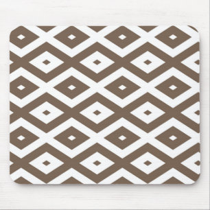 Tapis De Souris Taupe motif diamant brun et blanc