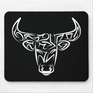 Tapis De Souris Taureau tribal noir et blanc / Ox