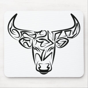 Tapis De Souris Taureau tribal noir et blanc / Ox