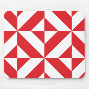 Tapis De Souris Tchry Red Geometric Deco Cube Pattern