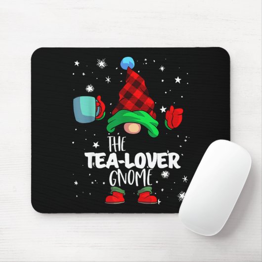 Tapis De Souris Tea Lover Gnome Red Buffalo Plaid Matching Family (Avec souris)