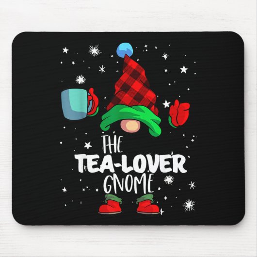 Tapis De Souris Tea Lover Gnome Red Buffalo Plaid Matching Family (Devant)