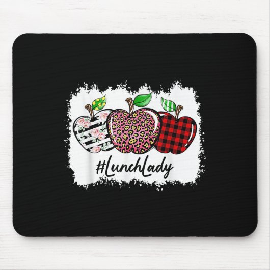 Tapis De Souris Teach Love Insre Lunch Lady Leopard Red Plain  (Devant)