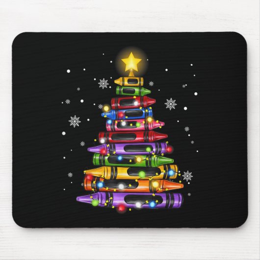 Tapis De Souris Teacher Crayon Christmas Tree Lights Student Schoo (Devant)