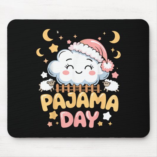 Tapis De Souris Teacher Pajama Day Shirt, Funny Cloud Sleever Scho (Devant)