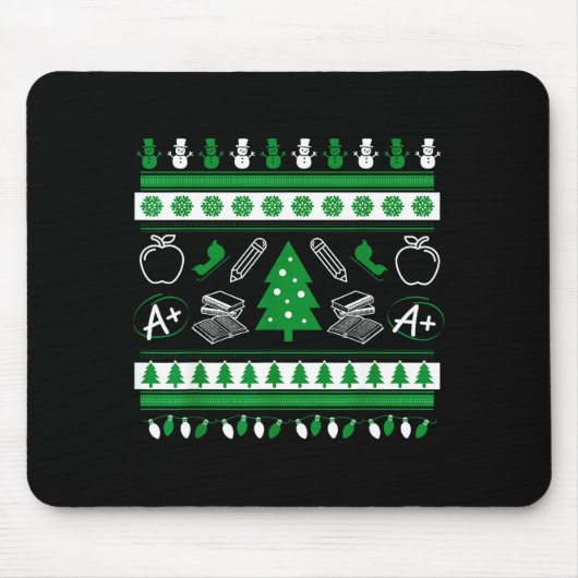 Tapis De Souris Teacher Ugly Christmas Sweater Instructor Elementa (Devant)