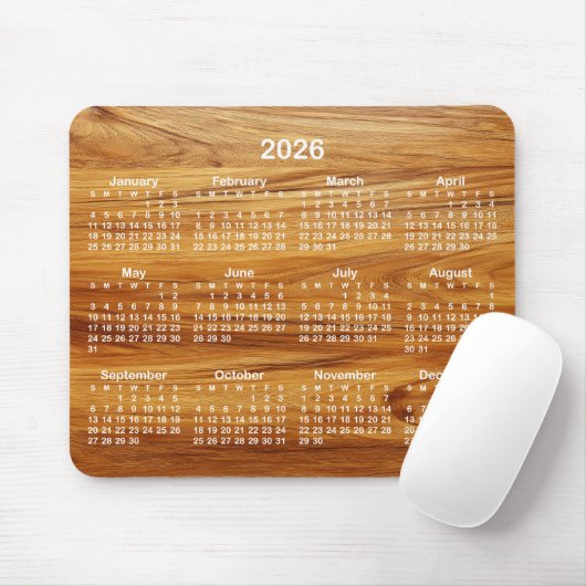 Tapis De Souris Teak and White 2026 Calendar (Avec souris)