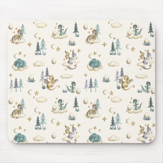 Tapis De Souris Teal and Gold Dragons Mouse Pad (Devant)