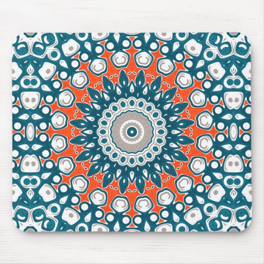 Tapis De Souris Teal Coral Modern Mandala Desk Pattern (Devant)