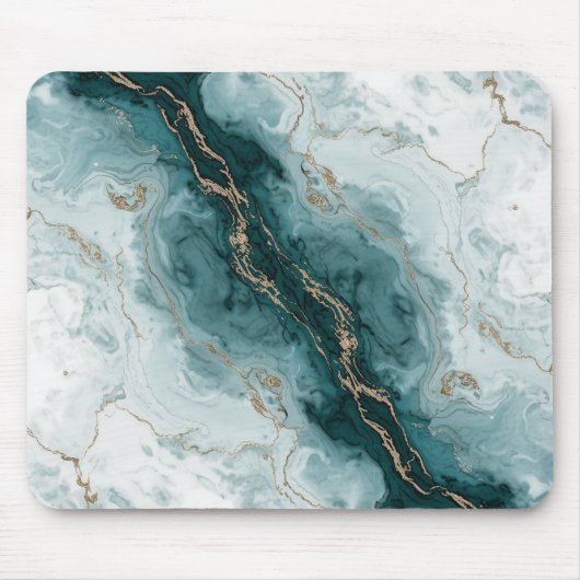 Tapis De Souris Teal Marble & Gold Vein Mousepad (Devant)