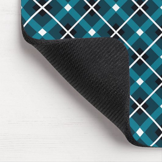 Tapis De Souris Teal & Navy Geometric Grid Pattern (Coin)