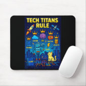 Tapis De Souris Tech Titans Rule Funny Big Technology Satire Wer G (Avec souris)