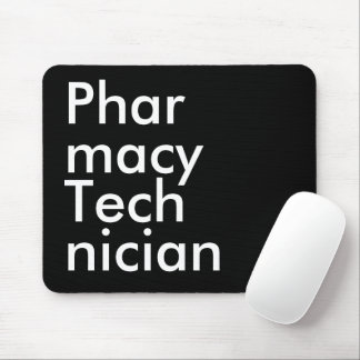 Tapis De Souris Technicien en pharmacie Noir Blanc Typographie Gra