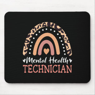 Tapis De Souris Technicien en santé mentale Leopard Rainbow