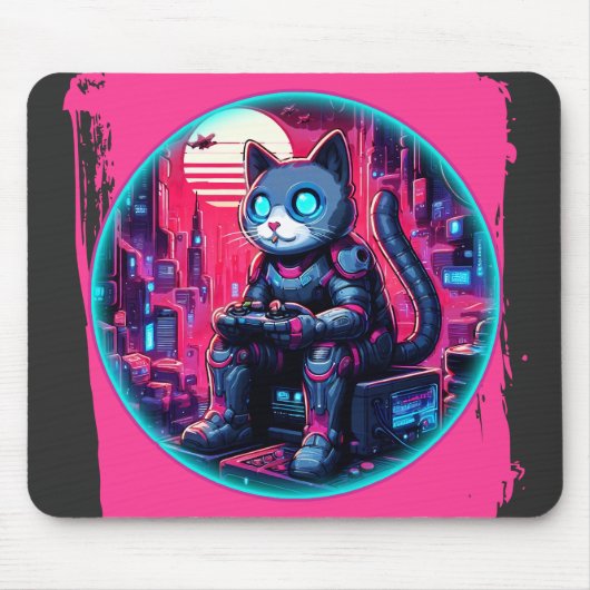Tapis De Souris Technologies Feline futuriste (Devant)