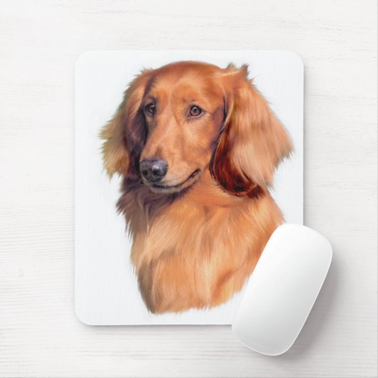 Tapis De Souris Teckel à cheveux longs (Avec souris)