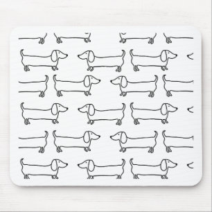 Tapis De Souris Teckel dans noir-blanc