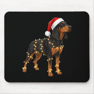 Tapis De Souris Teckel de Noël enveloppé de lumières - Fête
