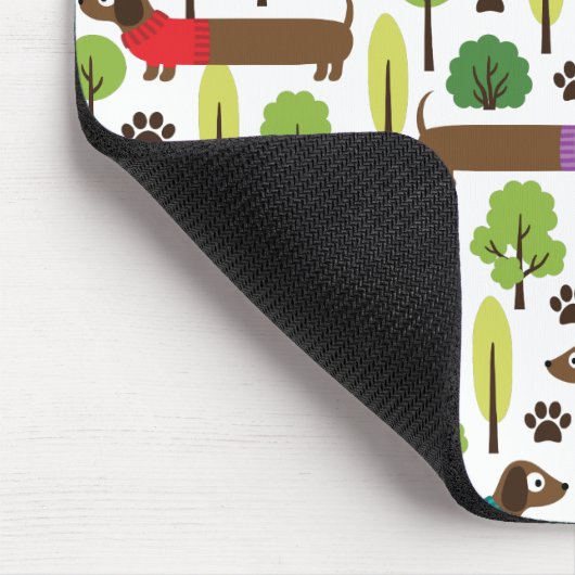 Tapis De Souris Teckels sur une promenade en parc (Coin)