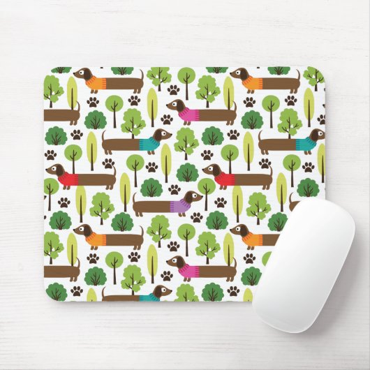 Tapis De Souris Teckels sur une promenade en parc (Avec souris)