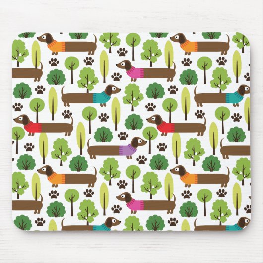 Tapis De Souris Teckels sur une promenade en parc (Devant)