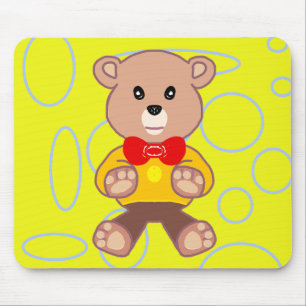 Tapis De Souris Teddy Bear Yellow Cercles géométriques Boucles Mou