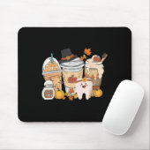 Tapis De Souris Teeth Coffee Fall Dental Pumpkin Latte Dentist Tha (Avec souris)