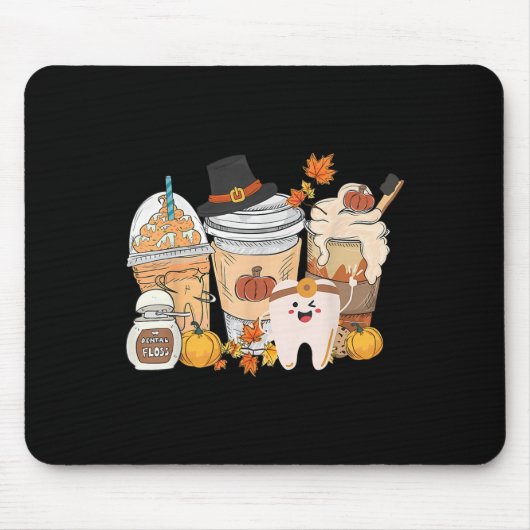 Tapis De Souris Teeth Coffee Fall Dental Pumpkin Latte Dentist Tha (Devant)