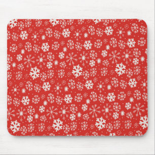 Tapis De Souris Tempête de neige de flocons de neige avec fond rou