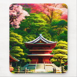 Tapis De Souris Temple des fleurs de cerisier