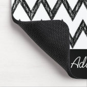 Tapis De Souris Tendance crayon noir et blanc Chevron avec nom (Coin)