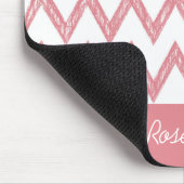 Tapis De Souris Tendance crayon rose Chevron Zigzags avec nom (Coin)