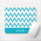 Tapis De Souris Tendance Crayon Turquoise Chevron Zigzags Avec Nom (Avec souris)
