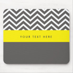 Tapis de souris tendance gris et jaune Chevron mod