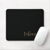 Tapis De Souris Tendance moderne Noir & Or Simple Nom Pad Souris (Avec souris)
