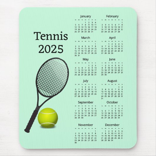 Tapis De Souris Tennis 2025 Calendrier Mousepad (Devant)