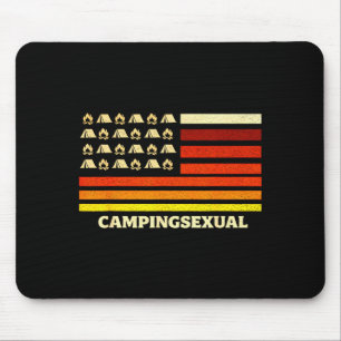 Tapis De Souris Tente de drapeau rétro de vie de camping de campeu
