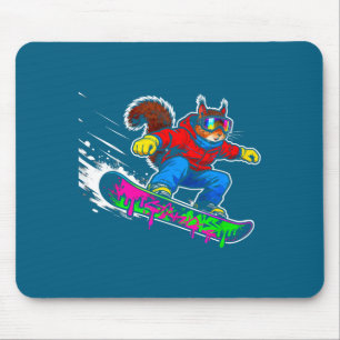 Tapis De Souris Tenue de squirrel drôle pour snowboard Animaux de