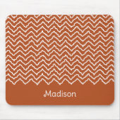 Tapis De Souris Terracotta Brown Squiggly Chevron Zigzag Pattern (Devant)