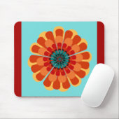 Tapis De Souris Terracotta & Fleur Turquoise (Avec souris)