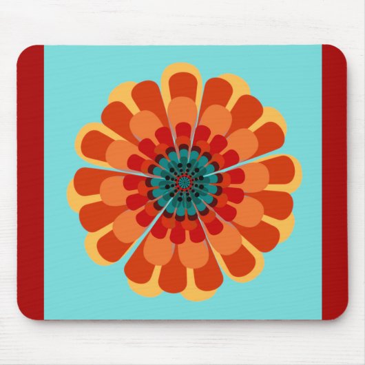 Tapis De Souris Terracotta & Fleur Turquoise (Devant)