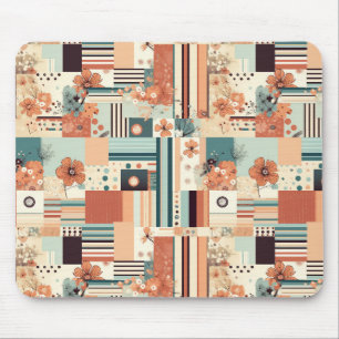 Tapis De Souris Terracotta sarcelle géométrique florale milieu du