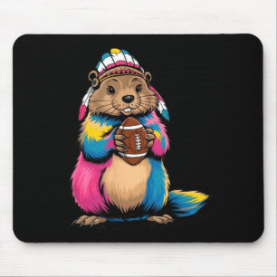 Tapis De Souris Terrain de football Tie-dye Marmotte Joyeuse Fête 