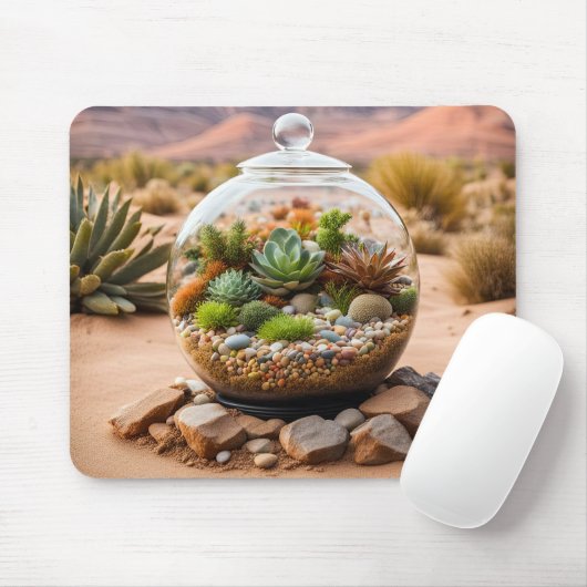 Tapis De Souris Terrarium Et Cactus Du Désert (Avec souris)