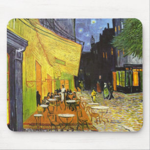 Tapis De Souris Terrasse du café la nuit de Van Gogh