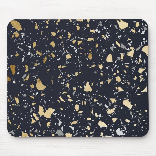 Tapis De Souris Terrazzo Motif Navy & Gold Abstrait (Devant)